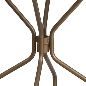 English Elm Oia Commercial-Grade Steel Patio Table with Elegant Rain Flower Top and Umbrella Hole for Any Setting Gold 35.25" Round CO-7-GD-GG