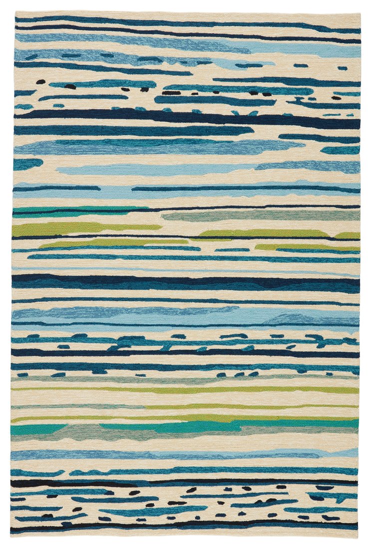Jaipur Living Colours Sketchy Lines Co19 Tufted Handmade 100% Polypropylene Contemporary Stripes Outdoor Rug Blue, Green 100% Polypropylene, 100% Polypropylene Rug117549