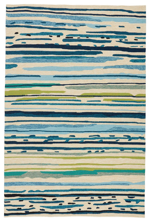 Jaipur Living Colours Sketchy Lines Co19 Tufted Handmade 100% Polypropylene Contemporary Stripes Outdoor Rug Blue, Green 100% Polypropylene, 100% Polypropylene Rug117549