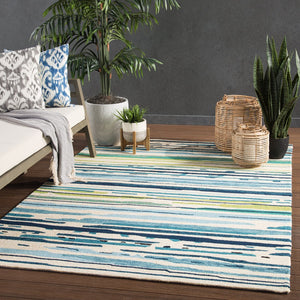 Jaipur Living Colours Sketchy Lines Co19 Tufted Handmade 100% Polypropylene Contemporary Stripes Outdoor Rug Blue, Green 100% Polypropylene, 100% Polypropylene Rug117549