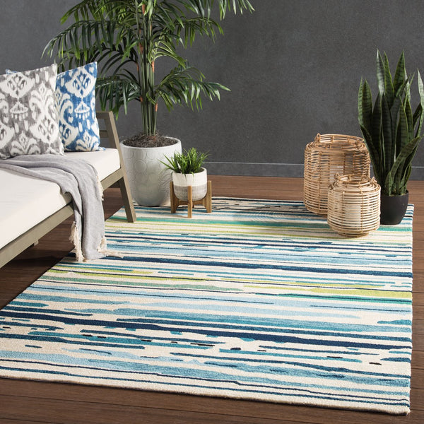 Jaipur Living Colours Sketchy Lines Co19 Tufted Handmade 100% Polypropylene Contemporary Stripes Outdoor Rug Blue, Green 100% Polypropylene, 100% Polypropylene Rug117549