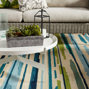 Jaipur Living Colours Sketchy Lines Co19 Tufted Handmade 100% Polypropylene Contemporary Stripes Outdoor Rug Blue, Green 100% Polypropylene, 100% Polypropylene Rug117549