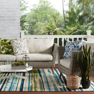 Jaipur Living Colours Sketchy Lines Co19 Tufted Handmade 100% Polypropylene Contemporary Stripes Outdoor Rug Blue, Green 100% Polypropylene, 100% Polypropylene Rug117549