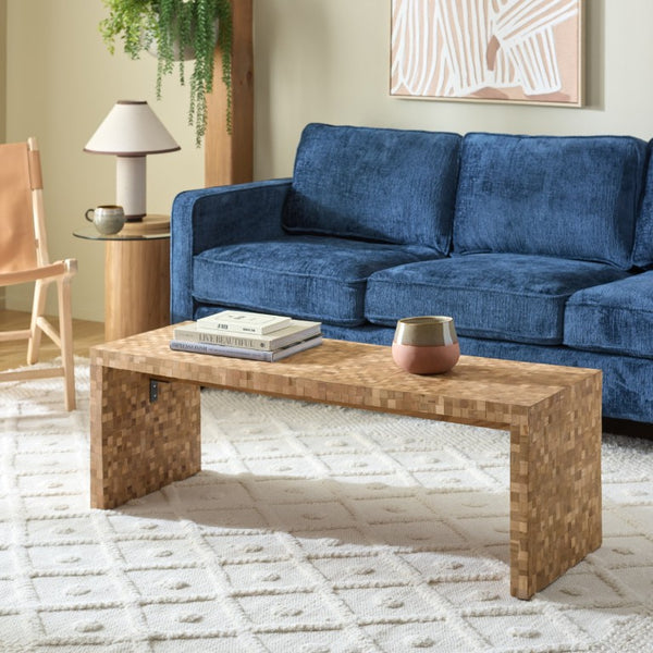 Safavieh Francisco Reclaimed Teak Square Coffee Table Eco Industrial Low Profile Living Room COF1000A