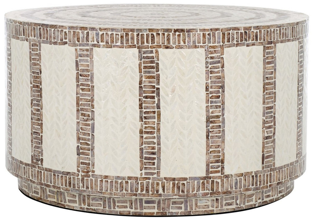 Safavieh Keary Round Coffee Table White / Gold 29.9" x 29.9" x 16.9"