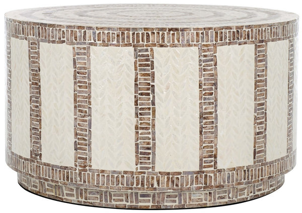 Safavieh Keary Round Coffee Table White / Gold 29.9" x 29.9" x 16.9"