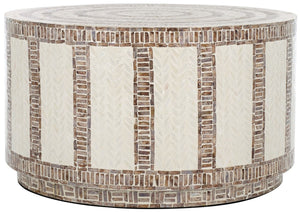 Safavieh Keary Round Coffee Table White / Gold 29.9" x 29.9" x 16.9"