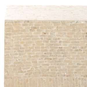 Safavieh Scarlett Rectangular Prism Coffee Table - Elegant Natural Capiz Design With Silver Base For Modern Homes Natural ,Silver Mdf Solid Wood ,Capiz Cof1803a