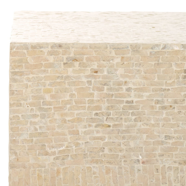 Safavieh Scarlett Rectangular Prism Coffee Table - Elegant Natural Capiz Design With Silver Base For Modern Homes Natural ,Silver Mdf Solid Wood ,Capiz Cof1803a