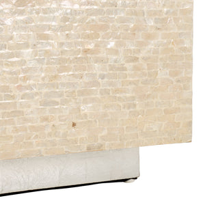 Safavieh Scarlett Rectangular Prism Coffee Table - Elegant Natural Capiz Design With Silver Base For Modern Homes Natural ,Silver Mdf Solid Wood ,Capiz Cof1803a