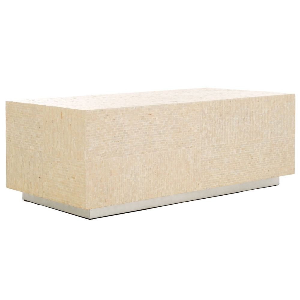 Safavieh Scarlett Rectangular Prism Coffee Table - Artistic Design With Capiz Accents For Contemporary Spaces COF1803A