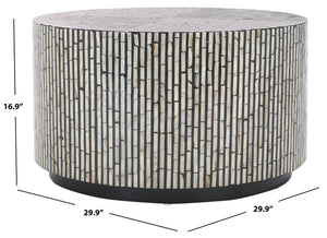 Safavieh Hamza Round Coffee Table - Elegant Black Mother Of Pearl Design, Modern Luxury For Your Living Space Multi ,Black Mdf Solid Wood ,Mop Cof1804a