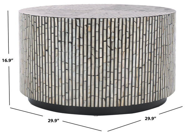 Safavieh Hamza Round Coffee Table - Elegant Black Mother Of Pearl Design, Modern Luxury For Your Living Space Multi ,Black Mdf Solid Wood ,Mop Cof1804a