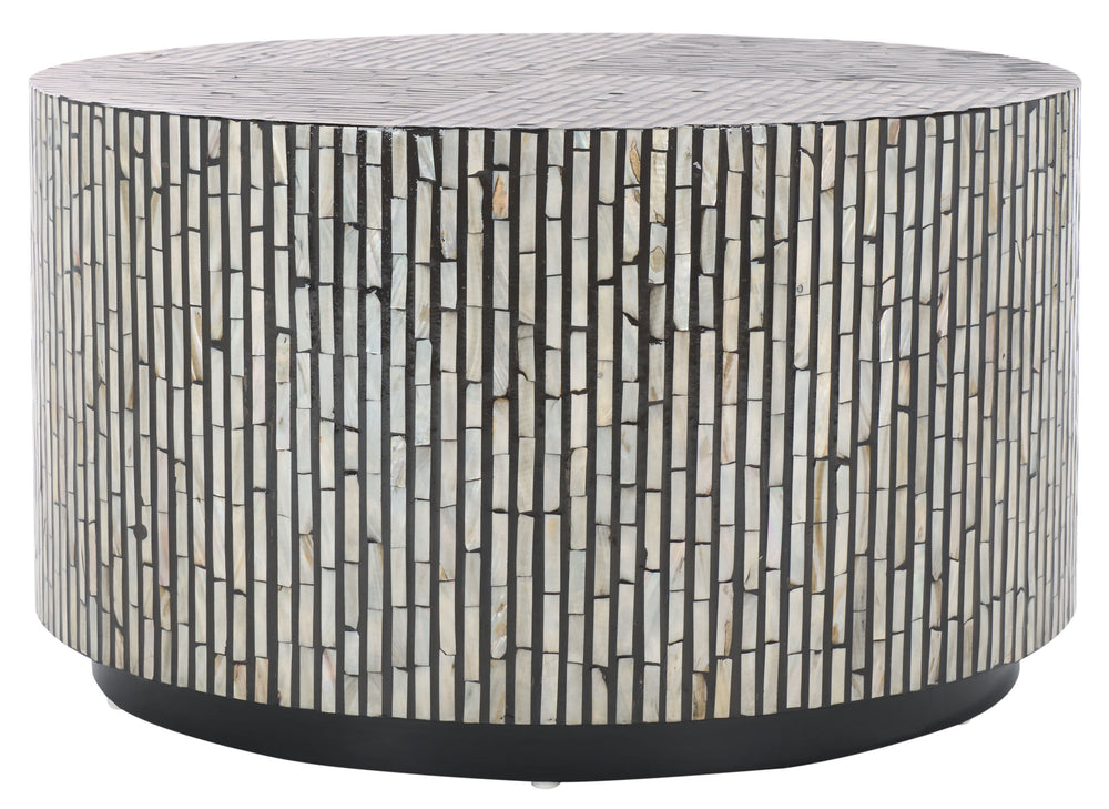 Safavieh Hamza Round Coffee Table - Elegant Black Mother Of Pearl Design, Modern Luxury For Your Living Space Multi ,Black Mdf Solid Wood ,Mop Cof1804a