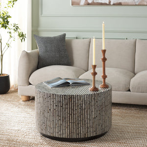 Safavieh Hamza Round Coffee Table - Elegant Black Mother Of Pearl Design, Modern Luxury For Your Living Space Multi ,Black Mdf Solid Wood ,Mop Cof1804a