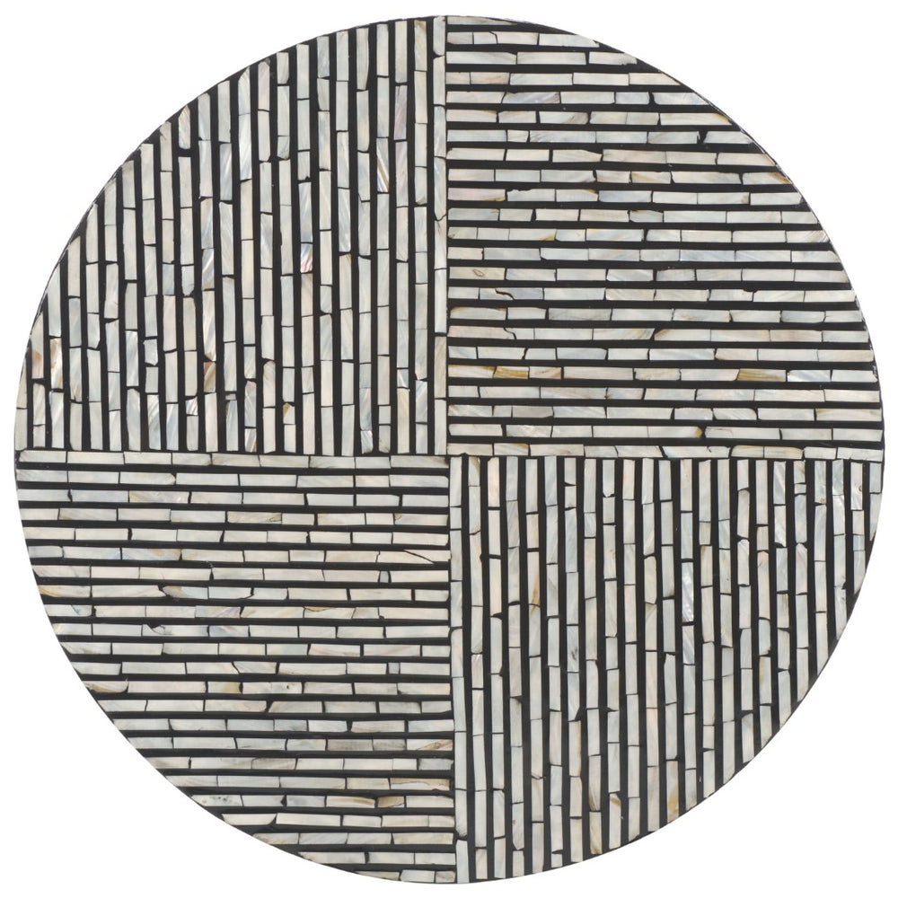 Safavieh Hamza Round Coffee Table - Handcrafted Mother-Of-Pearl Inlay With Glossy Black Finish For Elegance COF1804A