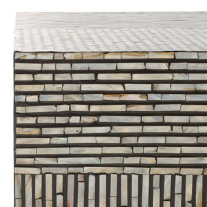 Safavieh Hamza Rectangular Prism Coffee Table - Modern Black With Opulent Mother Of Pearl Accent Design Multi ,Black Mdf Solid Wood ,Mop Cof1806a