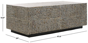 Safavieh Hamza Rectangular Prism Coffee Table - Modern Black With Opulent Mother Of Pearl Accent Design Multi ,Black Mdf Solid Wood ,Mop Cof1806a