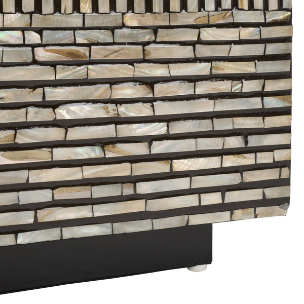 Safavieh Hamza Rectangular Prism Coffee Table - Modern Black With Opulent Mother Of Pearl Accent Design Multi ,Black Mdf Solid Wood ,Mop Cof1806a