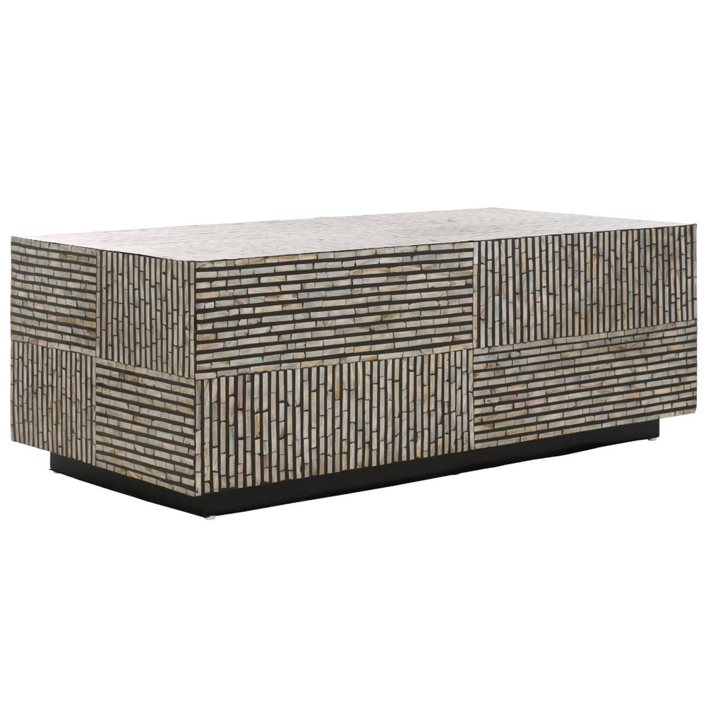 Safavieh Hamza Rectangular Prism Coffee Table - Modern Black Finish With Mother Of Pearl Inlay For Elegance COF1806A