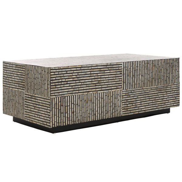 Safavieh Hamza Rectangular Prism Coffee Table - Modern Black With Opulent Mother Of Pearl Accent Design Multi ,Black Mdf Solid Wood ,Mop Cof1806a