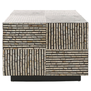 Safavieh Hamza Rectangular Prism Coffee Table - Modern Black With Opulent Mother Of Pearl Accent Design Multi ,Black Mdf Solid Wood ,Mop Cof1806a