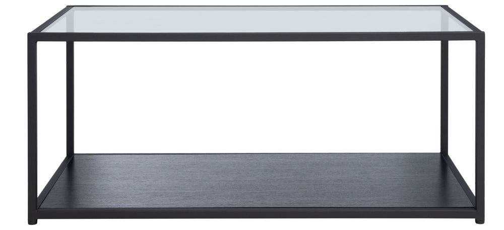 Safavieh Ackley Modern Glass Coffee Table With Storage Shelf - Sleek Black Frame For Contemporary Living Spaces COF2000A
