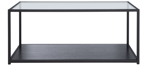 Safavieh Ackley Modern Glass Coffee Table With Storage Shelf - Sleek Black Frame For Contemporary Living Spaces COF2000A