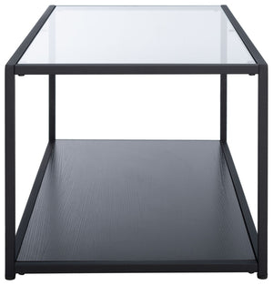 Safavieh Ackley Modern Glass Coffee Table With Storage Shelf - Sleek Black Frame For Contemporary Living Spaces COF2000A