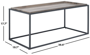 Safavieh Andey Modern Coffee Table - Minimalist Black Metal Frame With Brown Tray Top For Stylish Living Spaces COF2001A