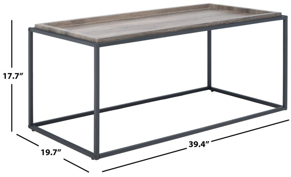 Safavieh Andey Modern Coffee Table - Minimalist Black Metal Frame With Brown Tray Top For Stylish Living Spaces COF2001A