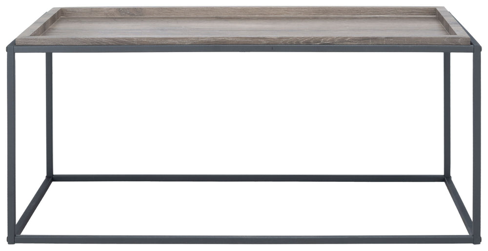 Safavieh Andey Modern Coffee Table - Minimalist Black Metal Frame With Brown Tray Top For Stylish Living Spaces COF2001A
