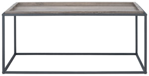 Safavieh Andey Modern Coffee Table - Minimalist Black Metal Frame With Brown Tray Top For Stylish Living Spaces COF2001A