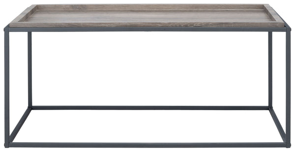 Safavieh Andey Modern Coffee Table - Minimalist Black Metal Frame With Brown Tray Top For Stylish Living Spaces COF2001A