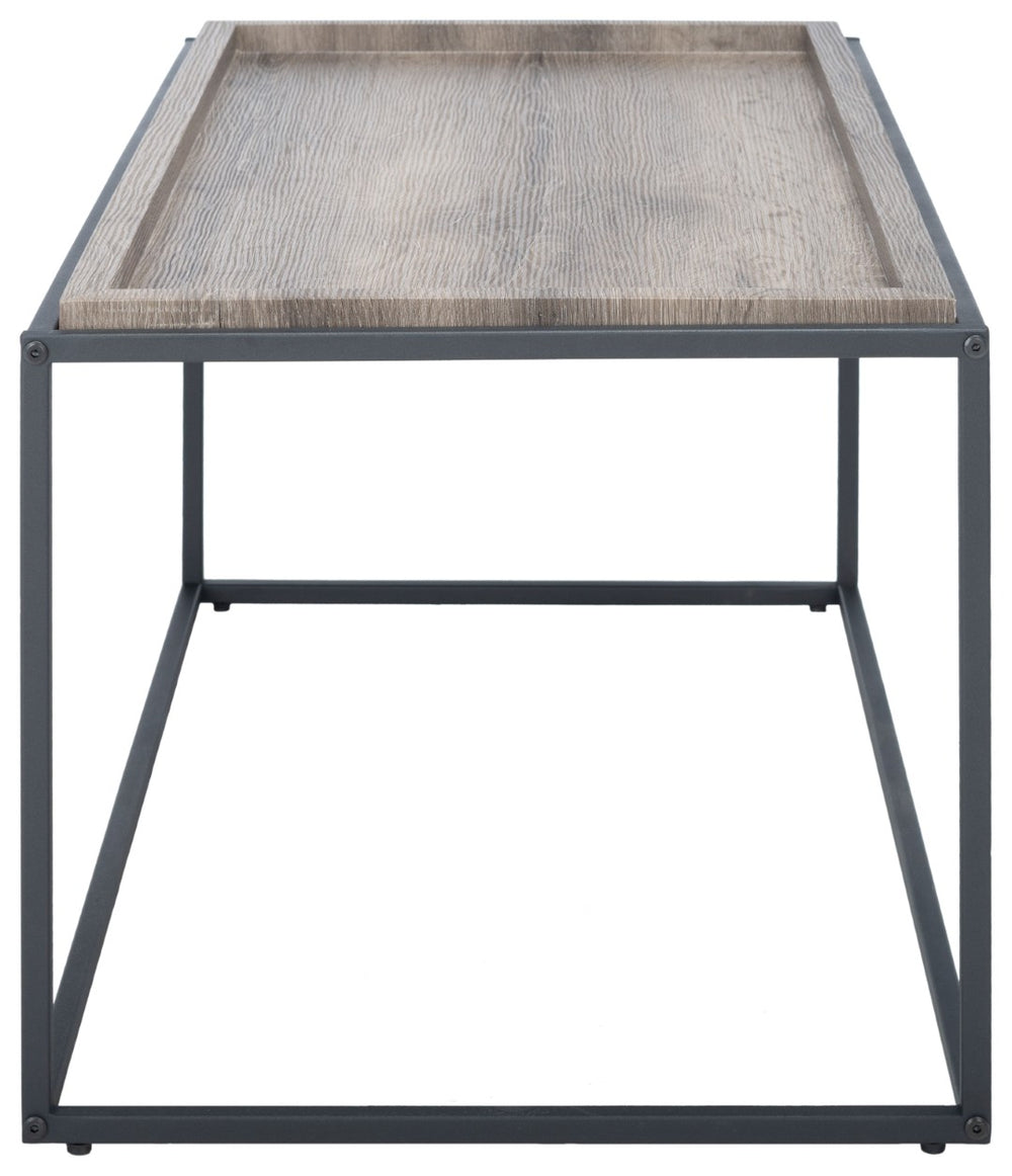 Safavieh Andey Modern Coffee Table - Minimalist Black Metal Frame With Brown Tray Top For Stylish Living Spaces COF2001A