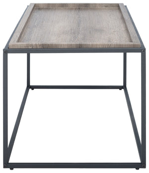 Safavieh Andey Modern Coffee Table - Minimalist Black Metal Frame With Brown Tray Top For Stylish Living Spaces COF2001A