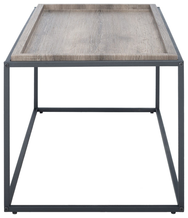 Safavieh Andey Modern Coffee Table - Minimalist Black Metal Frame With Brown Tray Top For Stylish Living Spaces COF2001A