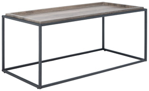 Safavieh Andey Modern Coffee Table - Minimalist Black Metal Frame With Brown Tray Top For Stylish Living Spaces COF2001A