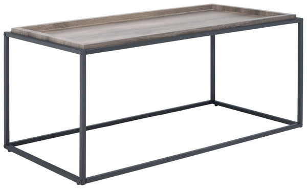 Safavieh Andey Modern Coffee Table - Minimalist Black Metal Frame With Brown Tray Top For Stylish Living Spaces COF2001A