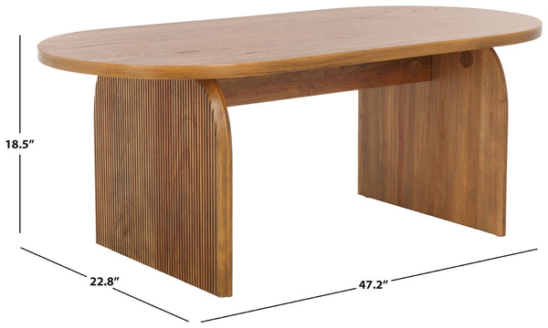 Safavieh Syura Elegant Ribbed Coffee Table - Sculptural Design With Curved Top And Flared Legs For Modern Living Natural COF2100A