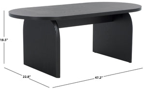 Safavieh Syura Elegant Ribbed Coffee Table - Sculptural Design With Curved Top And Flared Legs For Modern Living Black COF2100B