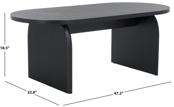 Safavieh Syura Elegant Ribbed Coffee Table - Sculptural Design With Curved Top And Flared Legs For Modern Living Black COF2100B