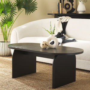 Safavieh Syura Elegant Ribbed Coffee Table - Sculptural Design With Curved Top And Flared Legs For Modern Living Black COF2100B
