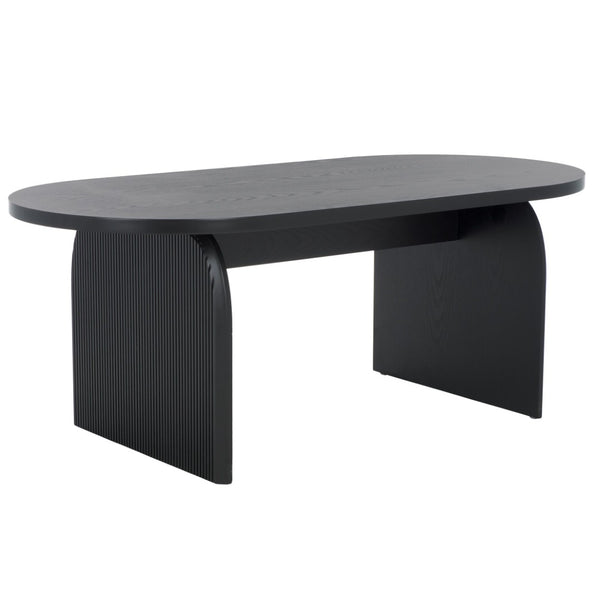 Safavieh Syura Elegant Ribbed Coffee Table - Sculptural Design With Curved Top And Flared Legs For Modern Living Black COF2100B