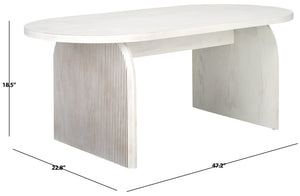Safavieh Syura Elegant Ribbed Coffee Table - Sculptural Design With Curved Top And Flared Legs For Modern Living White Wash COF2100C