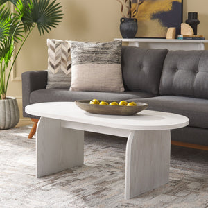Safavieh Syura Elegant Ribbed Coffee Table - Sculptural Design With Curved Top And Flared Legs For Modern Living White Wash COF2100C