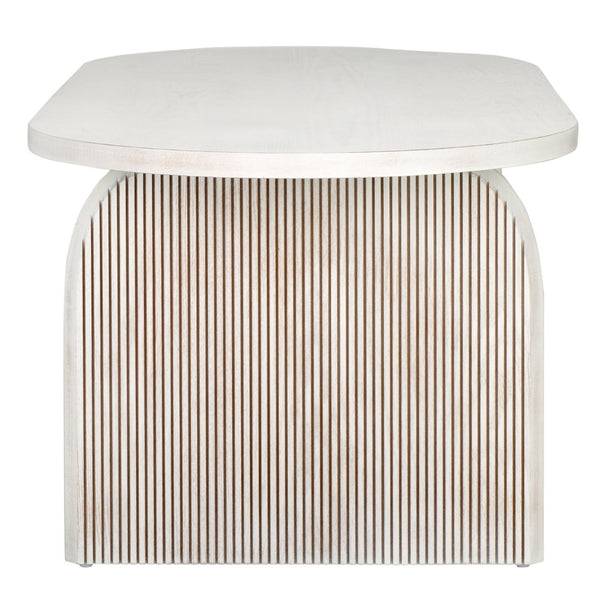Safavieh Syura Elegant Ribbed Coffee Table - Sculptural Design With Curved Top And Flared Legs For Modern Living White Wash COF2100C