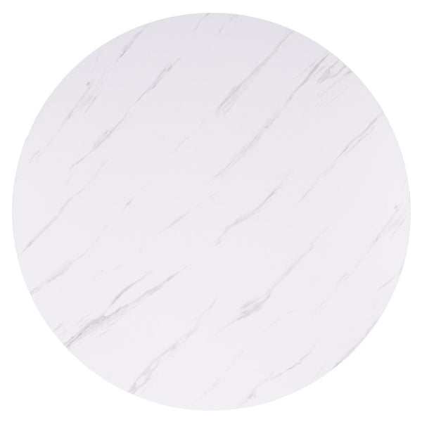 Safavieh Danez Cane Coffee Table White Faux Marble / Natural 42" x 42" x 18"