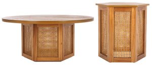 Safavieh Danez Coffee Table - Chic Hexagonal Design With Faux Marble Top And Cane-Mesh Base For Any Space Natural / Natural COF2101B