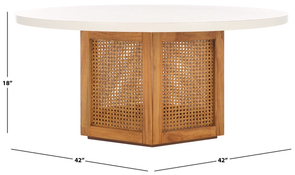 Safavieh Danez Cane Coffee Table White / Natural 42" x 42" x 18"